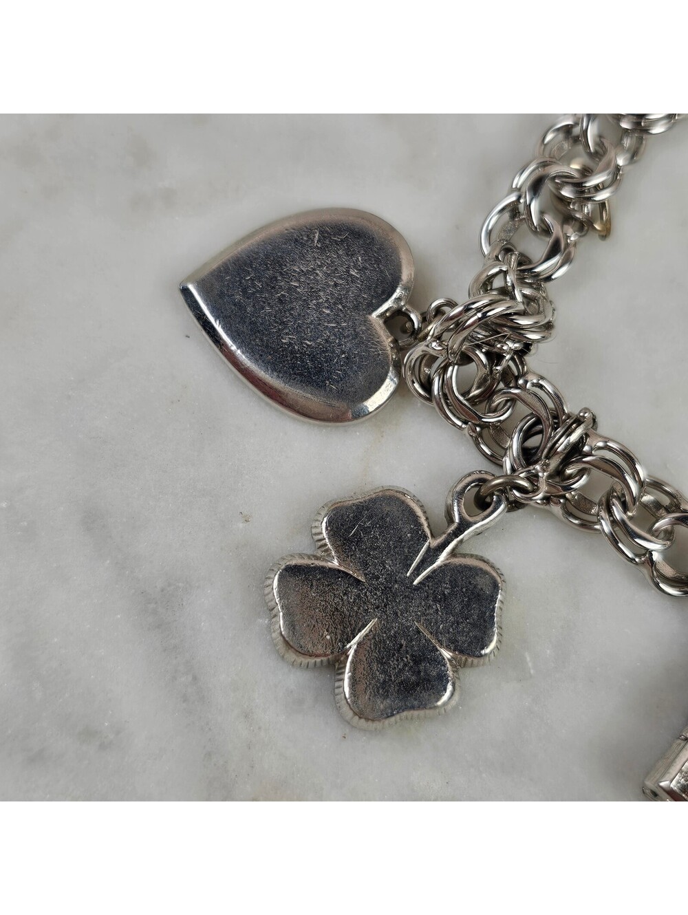 Vintage Monet Silver Tone Happy Birthday Charm Bracelet 7.5 Inch - Picture 3 of 9
